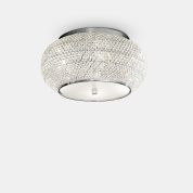 потолочный светильник с декоративной отделкой под хром и множеством стеклянных элементов