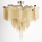 люстра на штанге с подвесками янтарного оттенка