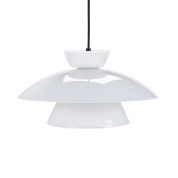 подвесной светильник с трёхъярусным плафоном из белого металла