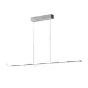 подвесной светильник линейной формы с металлической планкой и подвесом на тросах