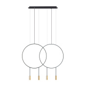 подвесной светильник с тремя круглыми элементами на подвесной рейке