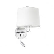 24033-01 MONTREAL CHROME WALL LAMP WITH READER WHITE LAMPSH настенный светильник Faro barcelona