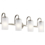 Kennewick 4 Light Vanity Light with Etched Glass Brushed Nickel настенный светильник 55088NI Kichler