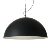 подвесной светильник полусферический с чёрным корпусом и серебристым внутренним покрытием