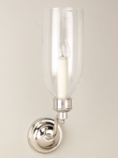 настенный светильник для ванной из никеля с цилиндрическим плафоном и круглым основанием