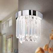 настенное бра с хрустальными подвесами и хромированной рамкой
