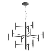 люстра с двенадцатью цилиндрическими рожками чёрного цвета