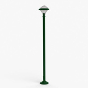уличный фонарный столб с цилиндрическим плафоном и корпусом зелёного оттенка
