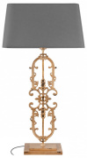 настольная лампа с текстильным абажуром и резным основанием