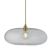 подвесной светильник с овальным стеклянным плафоном прозрачного золотистого оттенка
