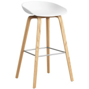 AA006-D159-AA51 Hay About A Stool барный стул с сиденьем белого цвета на деревянных ножках из лакированного дуба
