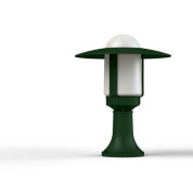 садовый светильник на ножке с купольным плафоном зелёного оттенка