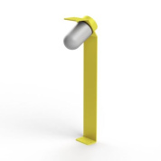 садовый боллард с прозрачной лампой и жёлтым корпусом