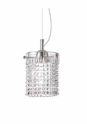 подвесная люстра цилиндрической формы с прозрачным стеклянным абажуром