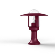 садовый светильник на ножке с купольным плафоном бордового оттенка