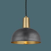 Sleek Dome Pendant - 8 Inch - Pewter &amp; Brass подвесной светильник Industville SL-DP8-BP