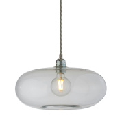 подвесной светильник с округлым стеклянным плафоном прозрачного серебристого оттенка