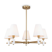 потолочный светильник с двумя тканевыми абажурами и латунными декоративными вставками