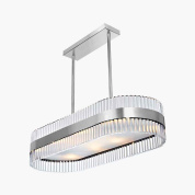 прямоугольная потолочная люстра с рифлёными стеклянными элементами и металлическим каркасом