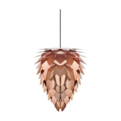 подвесной светильник с абажуром в форме конуса медного цвета