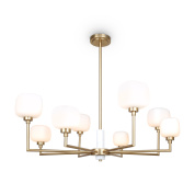 потолочный светильник с шестью плафонами из матового стекла на латунной арматуре