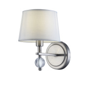 настенный светильник с текстильным абажуром на круглом основании из никеля