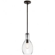 Everly 13.75" 1 Light Hour Glass Pendant Clear Glass Olde Bronze подвесной светильник 42456OZCLR Kichler