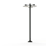 двухрожковый фонарный уличный светильник с прозрачными плафонами и тёмно-серой опорой