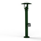 садовый фонарь зеленого цвета с купольным плафоном и розеткой