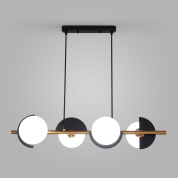 подвесной светильник с тремя шарообразными плафонами на горизонтальной штанге
