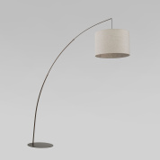 арочный напольный торшер с цилиндрическим текстильным абажуром