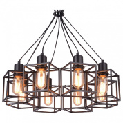 подвесная люстра с несколькими лампами в геометрической металлической раме