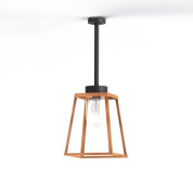 подвесной потолочный светильник медного оттенка с открытым стеклянным плафоном