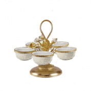 Taormina white & gold small pistachios holder - 5 bowls чаша, Villari