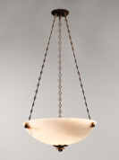 потолочный светильник-чаша из алебастра с бронзовыми цепями подвеса