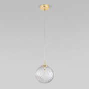 подвесной светильник с шарообразным стеклянным плафоном рельефной фактуры