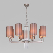 подвесная люстра с шестью текстильными абажурами на металлической раме