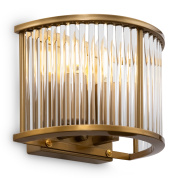 настенный светильник с вертикальными стеклянными рейками и латунным корпусом