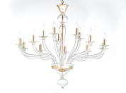 подвесная люстра с изогнутыми рожками и свечеподобными ламподержателями