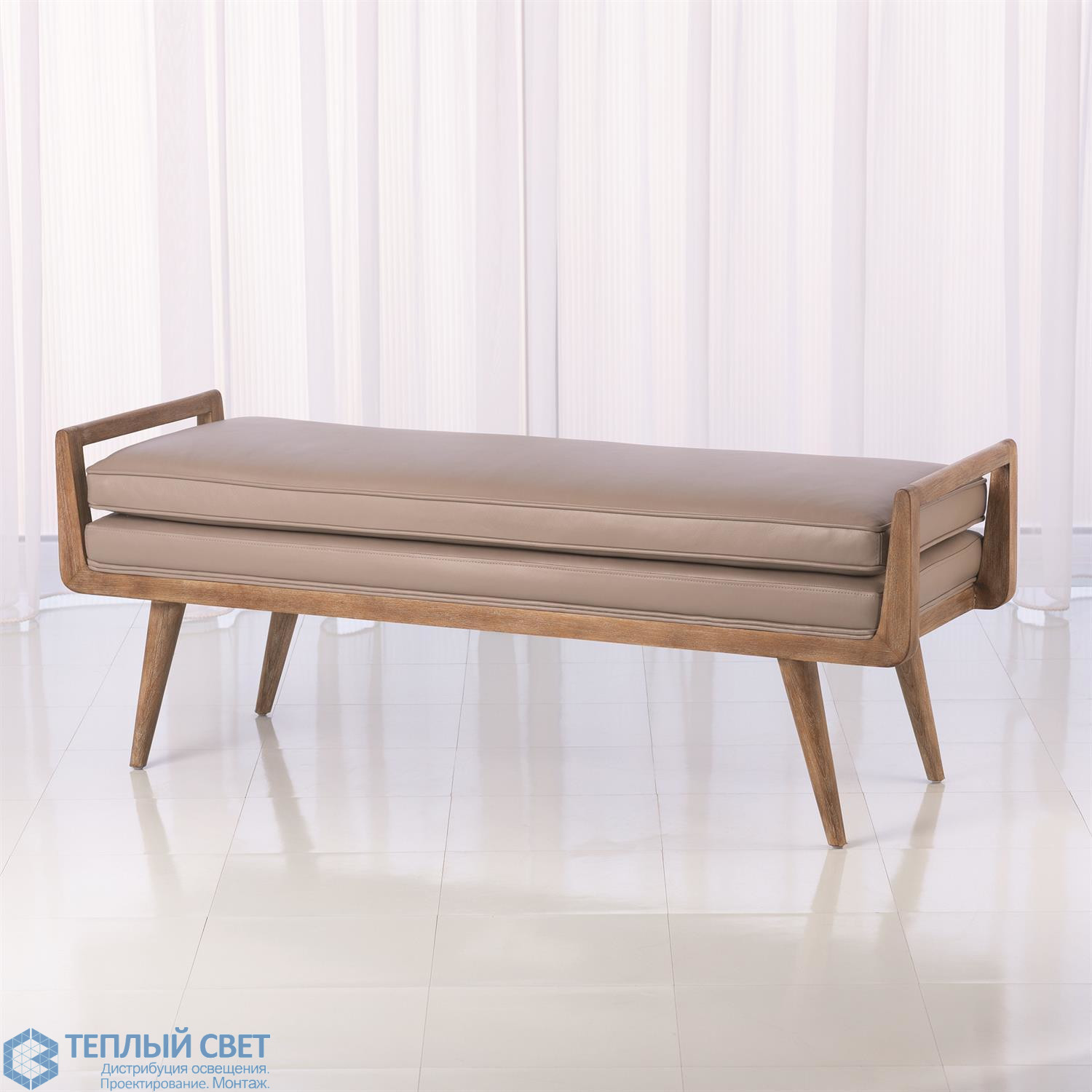 Lucas Long Bench-Grey Leather Global Views скамейка – купить по цене 483  400 руб..40 в Москве