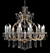 классическая подвесная люстра с крупными кристаллами и металлическим каркасом