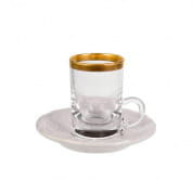 Taormina white & gold arabic tea cup and saucer small size чашка, Villari