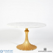 Flute Table 48 White Marble Top w/26 Gold Leaf Base Global Views стол