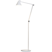 торшер для чтения с изогнутой штангой и купольным плафоном белого цвета