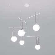 подвесной светильник с шарообразными стеклянными плафонами на асимметричных горизонтальных штангах