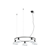 подвесной светильник чёрно-белый глянцевый 5 плафонов