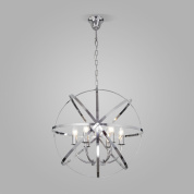 подвесная люстра с металлическим каркасом сферической формы и свечевидными лампами