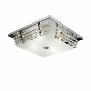 потолочный светильник квадратный хромированный с четырьмя плафонами