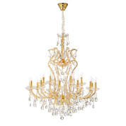 люстра многоярусная с шестнадцатью лампами золото