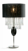 настольная лампа с чёрным абажуром и каскадом декоративных подвесок